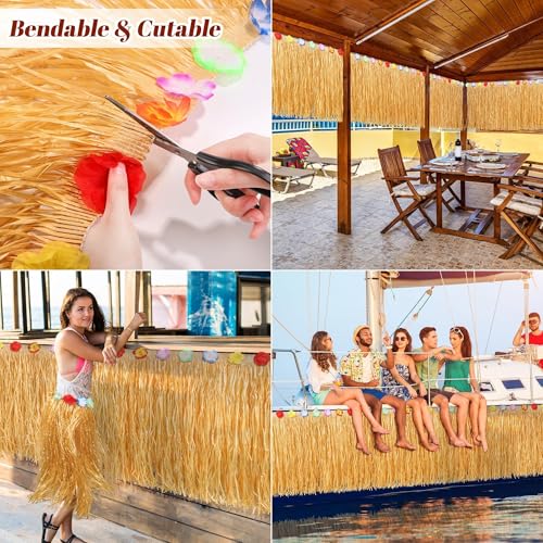 36ft Hawaiian Luau Grass Table Skirt - Tropical Fringe Party Decoration