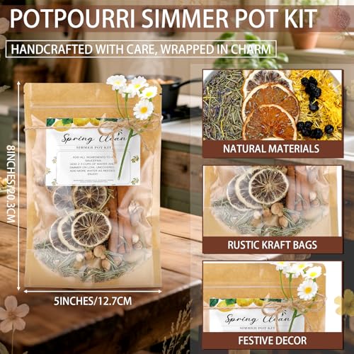 Natural Stovetop Potpourri Kit - 4 Set Holiday Simmer Pot with Dried Botanicals