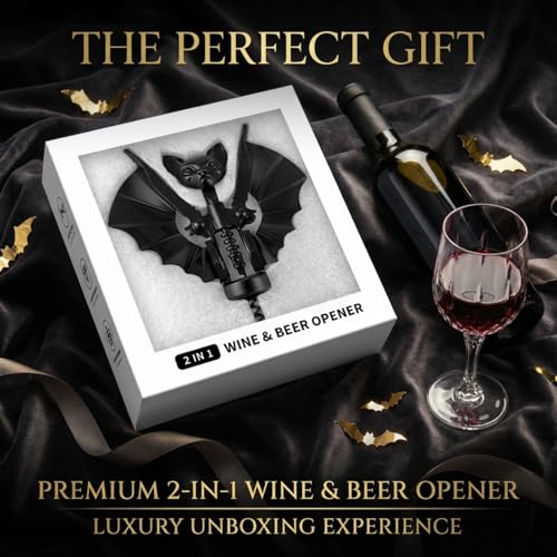 Ghost Bat Bottle Opener - 2-in-1 Wine & Beer Corkscrew, Gothic Aluminum Gift