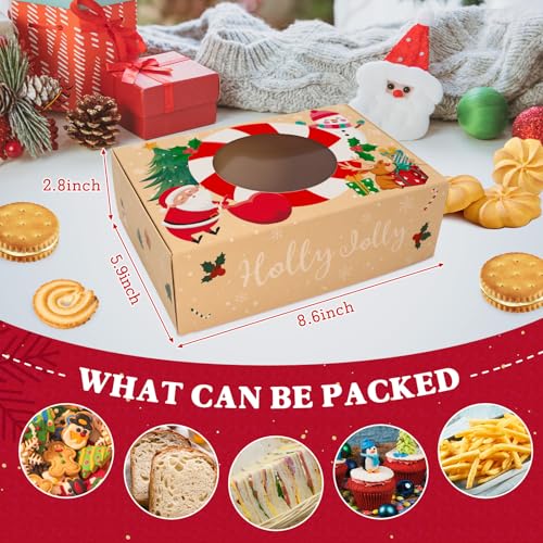 Christmas Cookie Boxes with Window, 12 Pack Gift Boxes for Cookies, Cupcakes & Treats