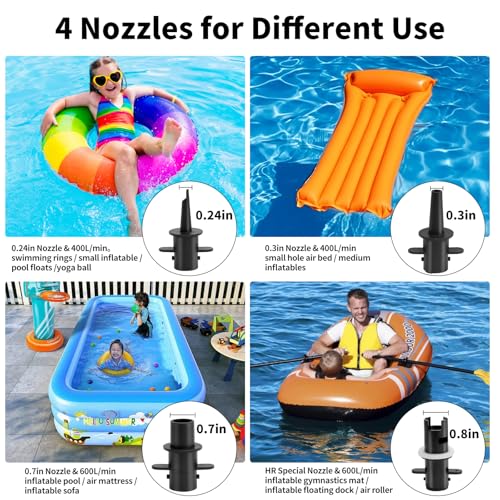 600W Electric Air Pump with 4 Nozzles for Inflatables