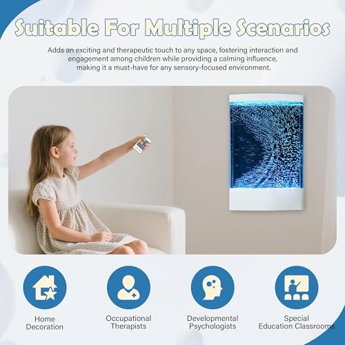 31.5-Inch LED Bubble Wall Fountain – Color-Changing Sensory Water Feature