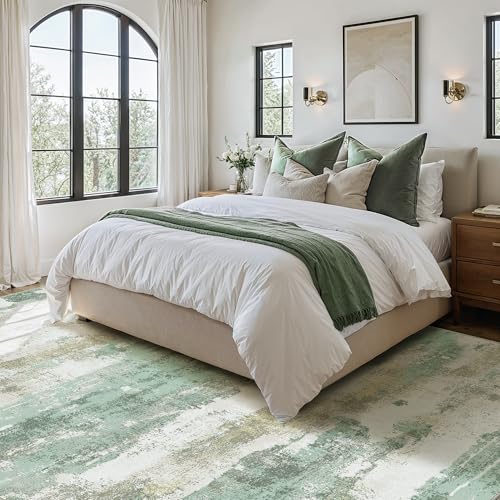 5x7 Abstract Area Rug, Washable Non-Slip Low-Pile Carpet for Living Room