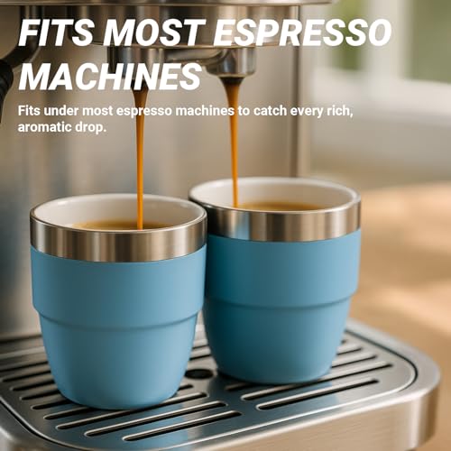 Cafezi Black 4 oz Espresso Cup with Ceramic Lining & Double-Wall Insulation