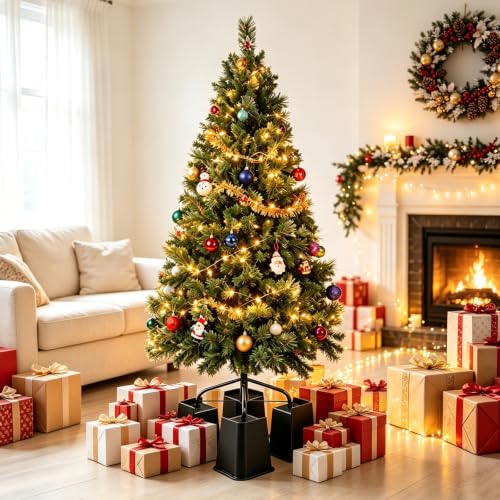 6 Inch Black Plastic Christmas Tree Risers Set of 4 | Space-Saving Holiday Decor Support