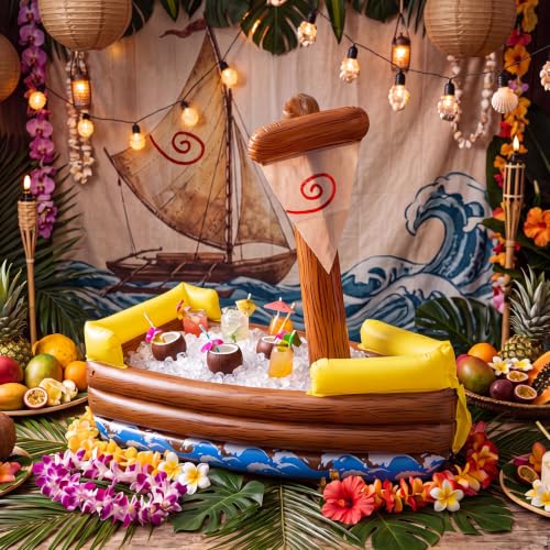 Inflatable Boat Cooler 39 Inch Tropical Party Float for Pool & Beach