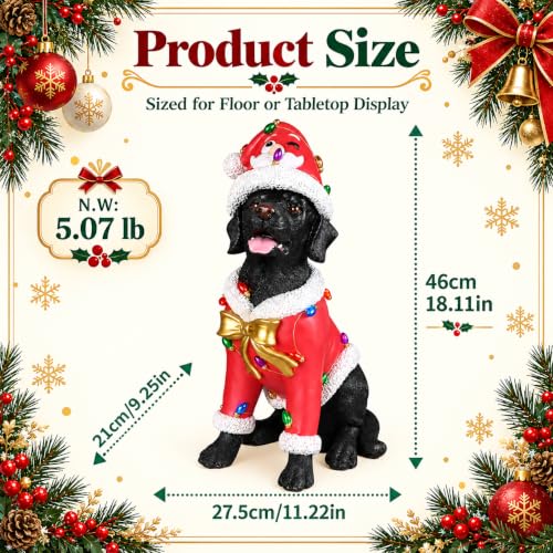 Lighted Labrador Christmas Statue - Brown Labrador with Santa Outfit, 18.11 Inch Holiday Decor