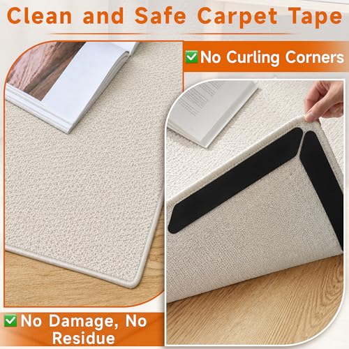 Non-Slip Rug Grippers for Hardwood Floors - 8 Pack Washable Carpet Tape