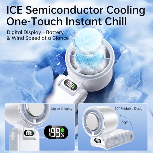 Coolhill Portable Handheld Turbo Fan with Ice Cooling & 5500mAh Battery