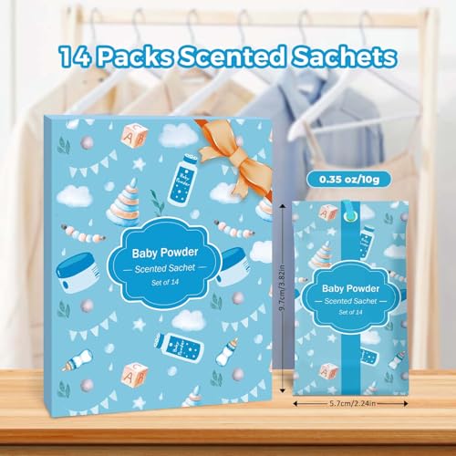 Scented Sachets for Drawers and Closets, Baby Powder Fragrance, 14 Pack