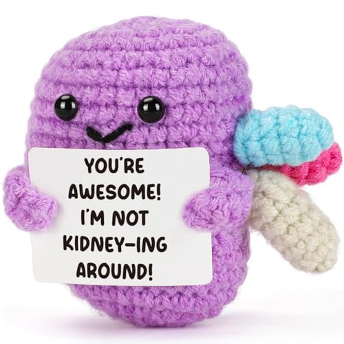 Handmade Crochet Kidney Plushie with You’re Awesome Sign Nurse Gift