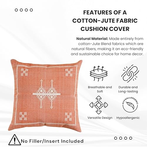ZOMI Lazio Red 20x20 Cushion Covers Set of 2 - Cotton-Jute Blend, Hidden Zipper