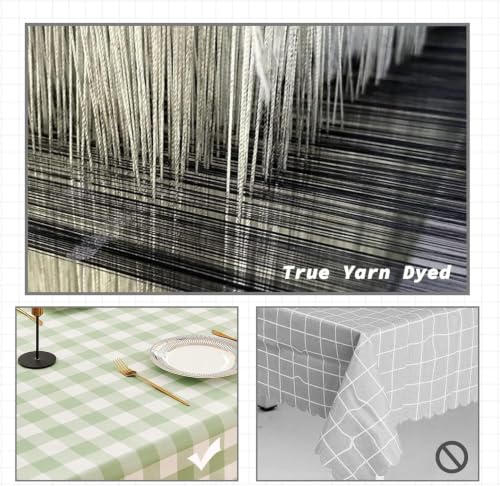 Luxedevin Green and White Gingham Table Runner 71" x 14" - Washable, Double-Sided, Yarn-Dyed