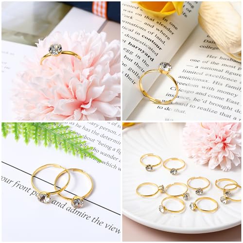 72 Pcs Silver Diamond Ring Party Favors for Bridal Shower Decorations