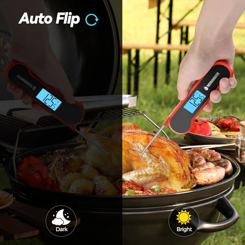 ThermoMonster Red Instant Read Meat Thermometer - 0.5 Sec Digital Cooking Thermometer