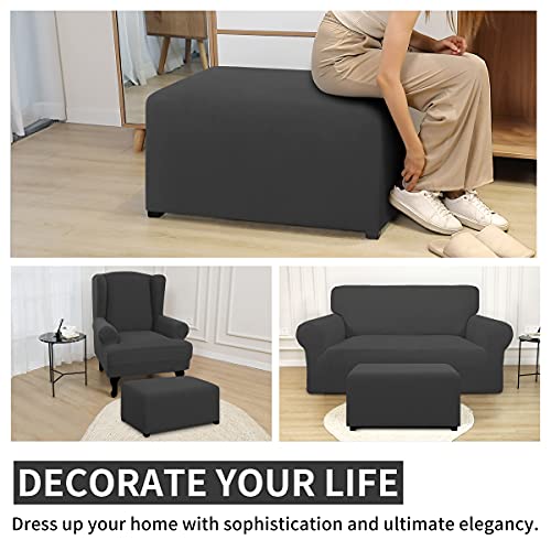 XX-Large Waterproof Ottoman Cover - Dark Gray Slipcover for Footstool