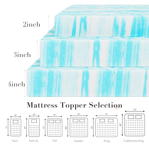 OLIXIS 2 Inch Twin XL Cooling Gel Memory Foam Mattress Topper