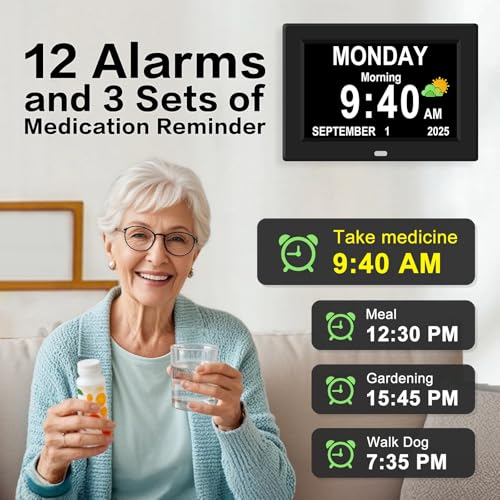 7-Inch Digital Alarm Clock for Seniors with Large HD Calendar Display
