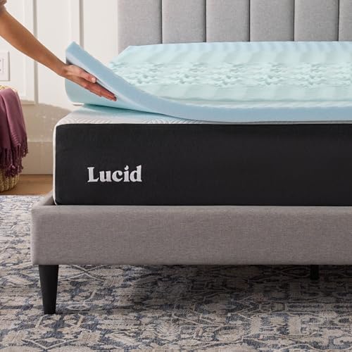 LUCID 2-Inch 5-Zone Cooling Gel Memory Foam Mattress Topper, Twin XL