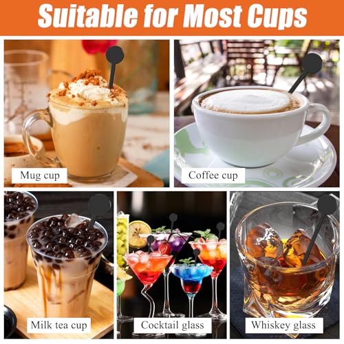 Akamino 7-Inch Plastic Cocktail Drink Stirrers - 240 Pcs, Disc Top Swizzle Sticks
