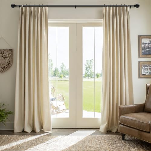 Heavy Duty Black Curtain Rod - 1" Adjustable Metal Drapery Rod (72-144")