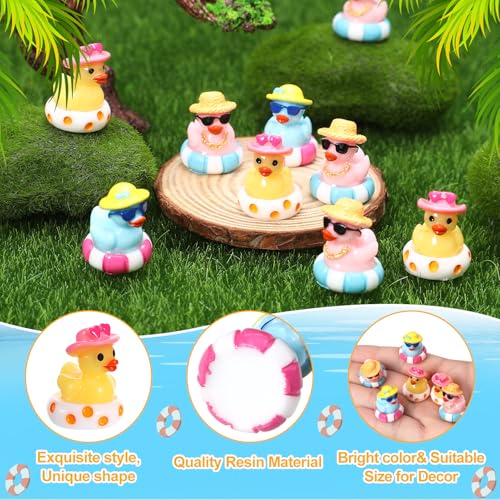 30pcs Mini Summer Resin Ducks, Tiny Hawaii Beach Figurines for Crafts