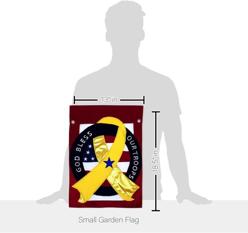God Bless Our Troops Flag - Canvas Wall Hanging Decor | Embroidered Military Tapestry for Veterans