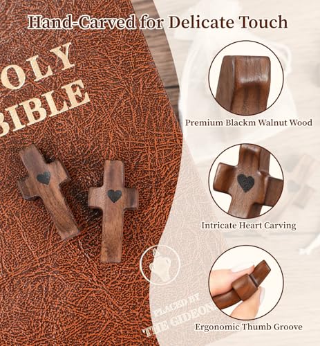 50-Piece Handcrafted Walnut Pocket Crosses with Gift Bags for Church Events