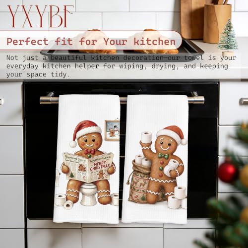 Gingerbread 02-set of 2 Funny 16x24in Hand Towels | YXYBF Decorative Waffle Textured