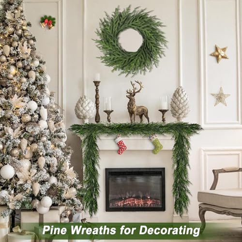 26-Inch Artificial Pine Christmas Wreath for Front Door, Indoor & Outdoor