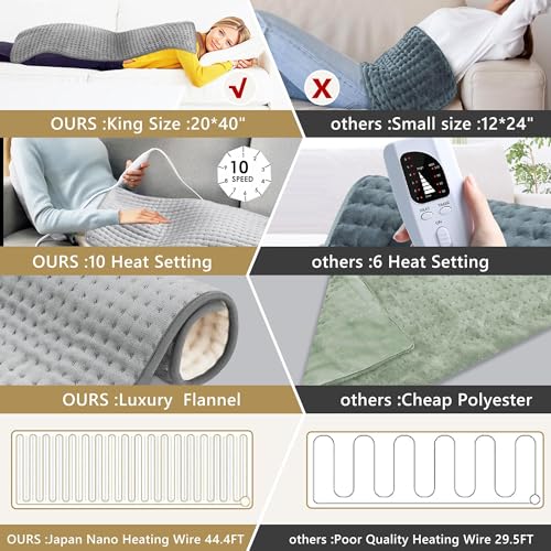Extra Large Electric Heating Pad - 20x40 Inch Full Body Heat Therapy