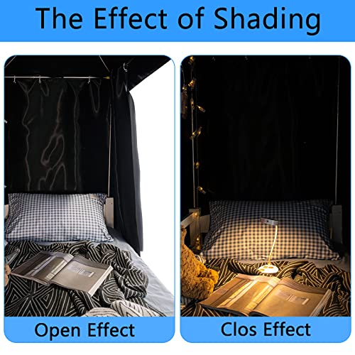 Blackout 4 Corner Post Queen Bed Canopy Curtains with Hooks - Black