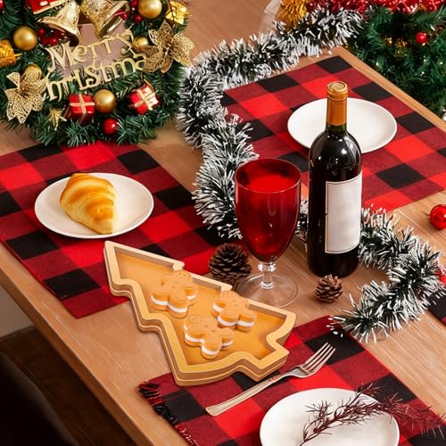 Christmas Tree Wooden Serving Tray - Holiday Appetizer & Dessert Platter