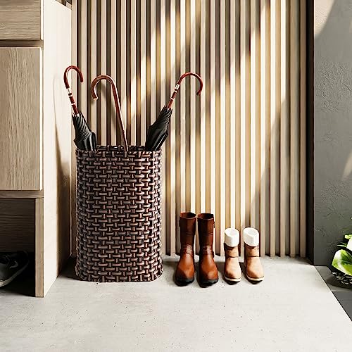 Wicker Umbrella Holder Stand, Tall Narrow Basketweave Entryway Rack