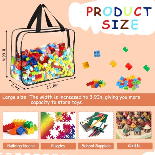 6-Pack Clear Toy Storage Bags with Zipper & Labels - Waterproof PVC Organizer