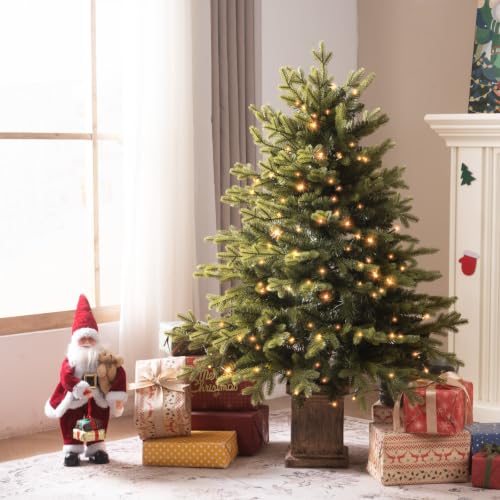 TigeJoy 4FT Warm Beige Pre-Lit Artificial Christmas Trees Set of 2