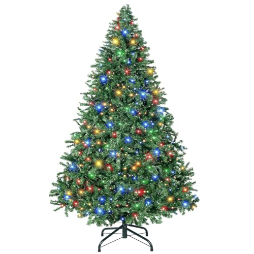 5ft PreLit Spruce Artificial Christmas Tree with Colorful LED Lights & Base - Green