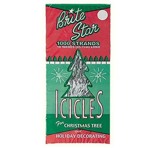 Silver Tinsel Icicles for Christmas Tree Decor - 18 Inch Strands (3 Pack)