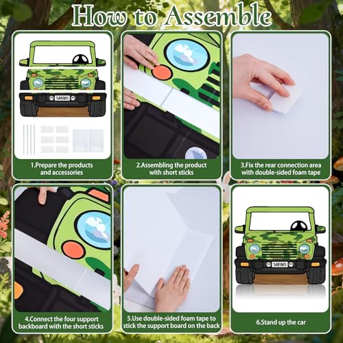 Jungle Safari Car Cardboard Cutout, 5.3ft Large Party Photo Booth Prop