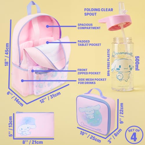 Cinnamoroll Kids Backpack Set with Lunch Bag, Water Bottle & Pencil Case - Multi Cinnamoroll