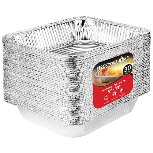 9x13 Disposable Aluminum Foil Pans (30 Pack) - Half Size Deep Steam Table Trays