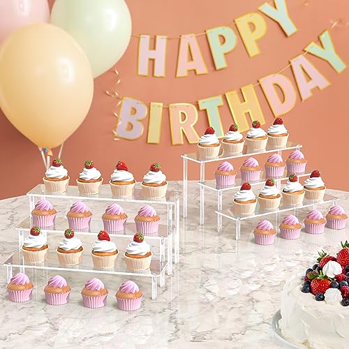 3-Tier Clear Acrylic Display Riser Stand for Perfumes, Figures & Cupcakes