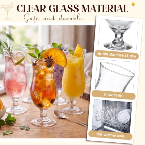 Patelai Short Stem 14 oz Hurricane Glasses Set for Tropical Drinks, Pina Coladas, 12 Pack