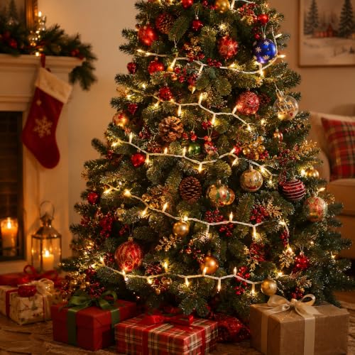 Xeekeehii Warm White 2-Pack 21Ft Christmas String Lights - 100 Incandescent Bulbs