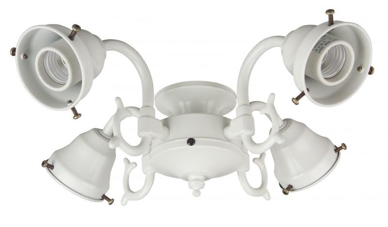 Craftmade F440-AW-LED Ceiling Fan Light Kit Fitter, Medium A19 LED 4-Light 36 Watt, 750 Lumens, Antique White