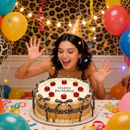 30-Pack Leopard Print Cake Bow Toppers - Reusable Ribbon Bow Cake Decorations