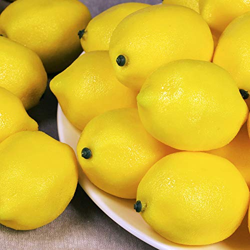 30 Pack Artificial Yellow Lemons - Realistic Faux Fruits for Decor