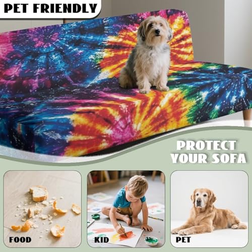 Stretch Tie Dye Futon Cover - Full Size Plush Sofa Protector