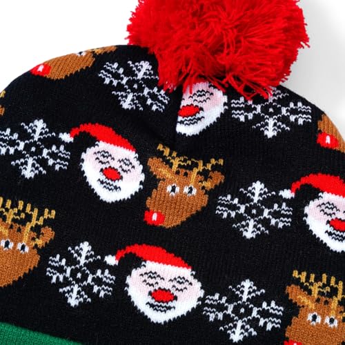 2Pack LED Light Up Christmas Beanie Hats Knitted Holiday Caps - Green & Red