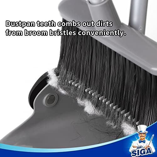 Upright Broom and Dustpan Set with 51.7-Inch Adjustable Long Handle